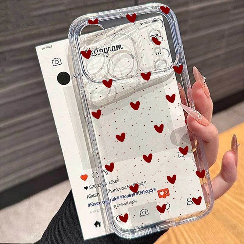 Xiaomi Redmi Note 14 - جراب هاتف شفاف بتصميم قلب بسيط