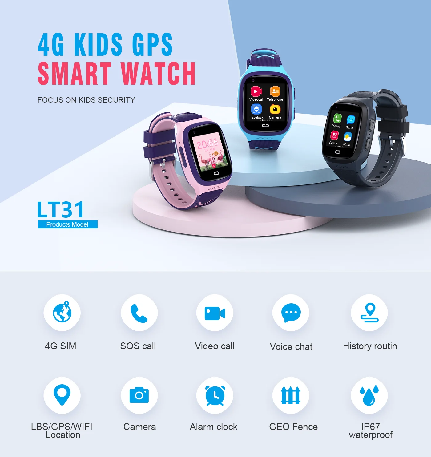 4G الاطفال Smartwatch SOS مقاو - مراجعة Fall Detection Watch وسعره